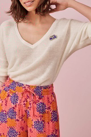 Pull en laine, mohair et alpaga Amirette - Ecru