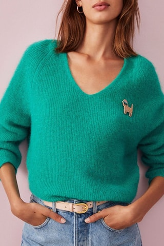 Pull en mohair et alpaga Boston - Vert menthe