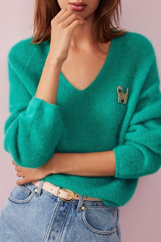 Pull en mohair et alpaga Boston - Vert menthe