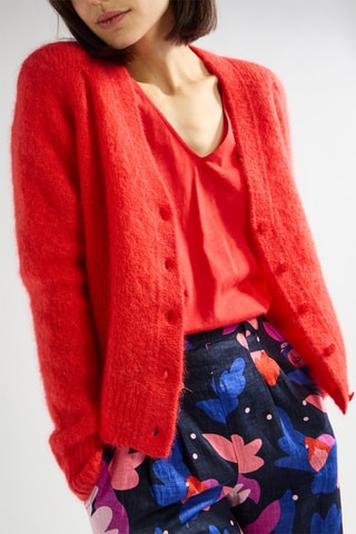 Gilet en kid mohair et laine Beleme - Rouge