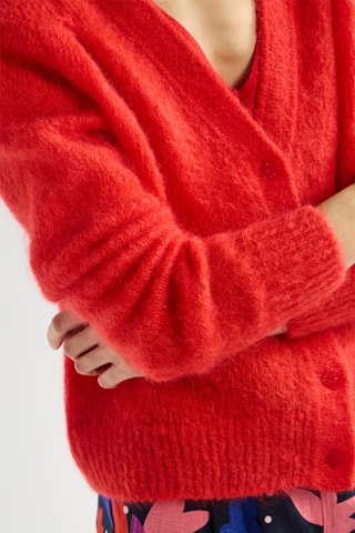 Gilet en kid mohair et laine Beleme - Rouge