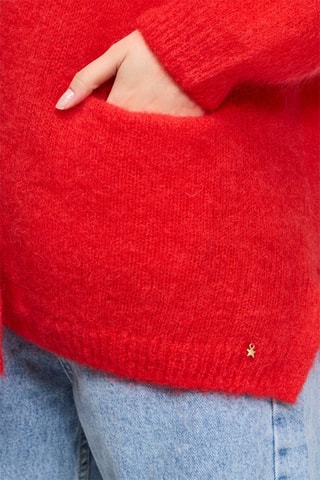 Gilet long en kid mohair et laine Belina - Rouge