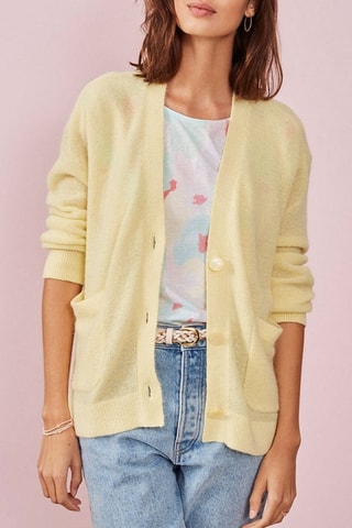 Gilet en laine, mohair et alpaga Amel - Jaune