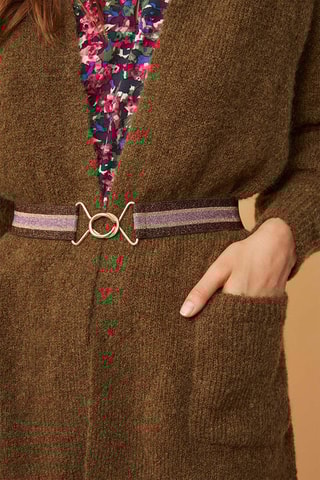 Gilet long à capuche en mohair et mérinos - Kaki