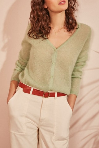 Gilet en mohair et soie Crepine - Vert