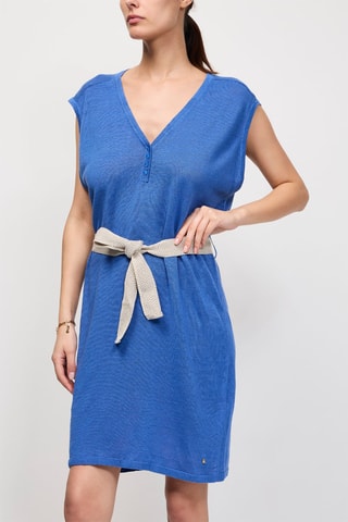 Robe droite en lin Banco - Bleu cobalt