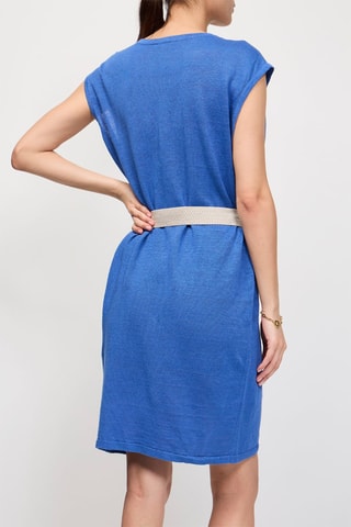 Robe droite en lin Banco - Bleu cobalt