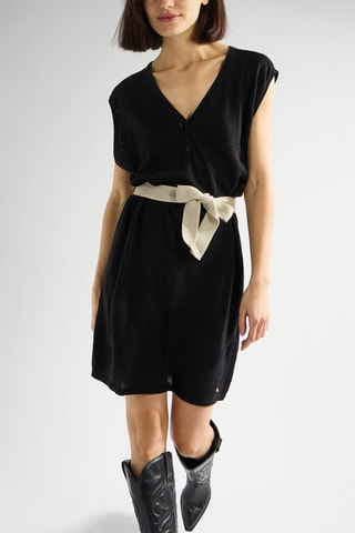 Robe droite en lin Banco - Noir