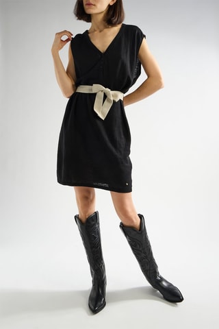 Robe droite en lin Banco - Noir