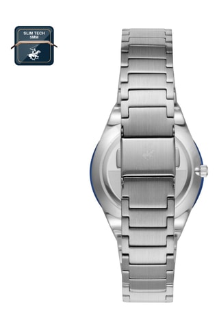 Metalen Quartz Horloge - Zilverkleurig en blauw