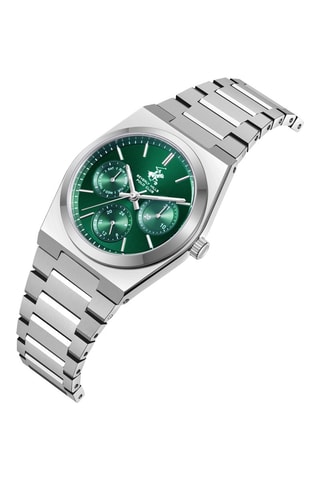 Metalen Quartz Horloge - Zilverkleurig en groen