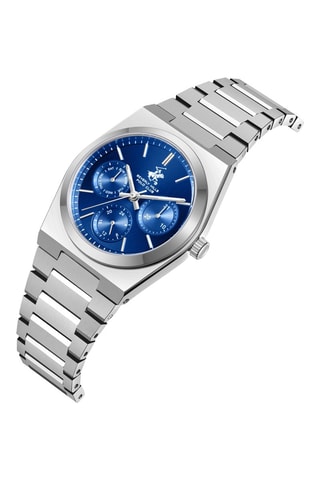 Metalen Quartz Horloge - Zilverkleurig en blauw