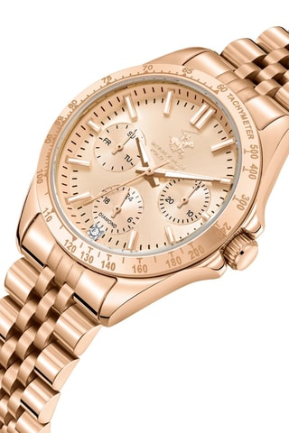 Metalen Quartz Horloge met Diamant - Tachymeter