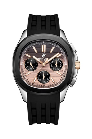Silicone Quartz Horloge - Zwart en Roségoudkleurig