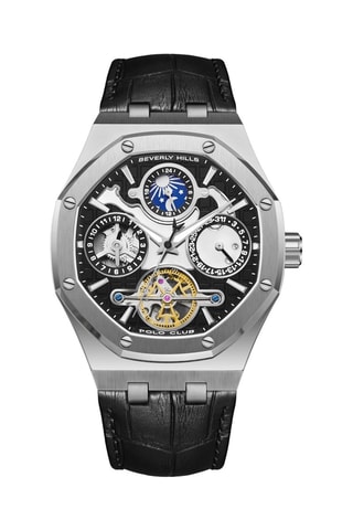 Automatisch Leren Horloge - Maanstandweergave - Zwart en Zilverkleurig
