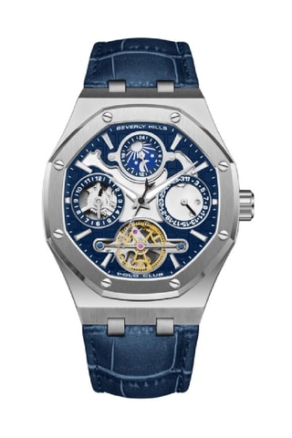 Automatisch Leren Horloge - Maanstandweergave - Blauw en zilverkleurig