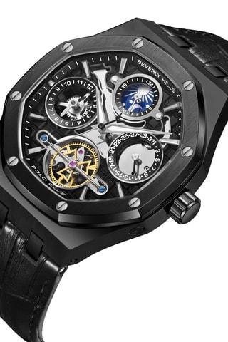 Automatisch Leren Horloge - Maanstandweergave - Zwart en Zilverkleurig
