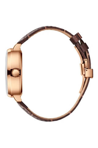 Leren en Doublé Roségoud Automatisch Horloge