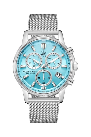 Metalen Quartz Horloge - Chronograaf - Zilverkleurig en turquoise