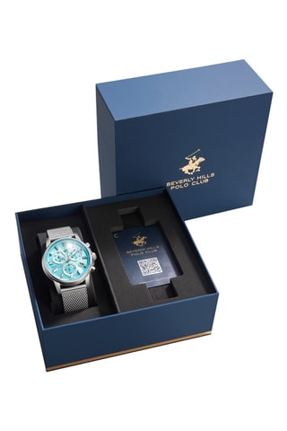 Metalen Quartz Horloge - Chronograaf - Zilverkleurig en turquoise