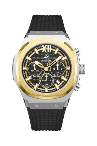 Silicone Doublé Geelgoud Quartz Horloge - Chronograaf