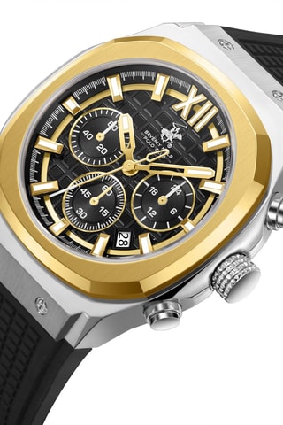Silicone Doublé Geelgoud Quartz Horloge - Chronograaf