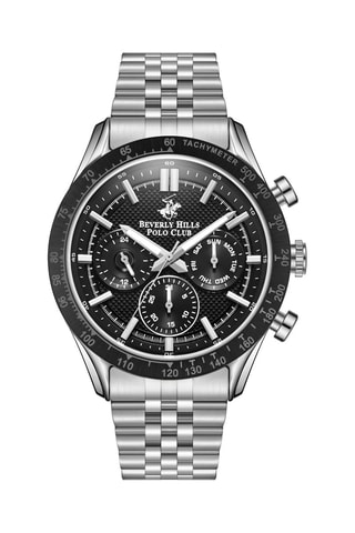 Metalen Quartz Horloge - Tachymeter - Zilverkleurig en zwart