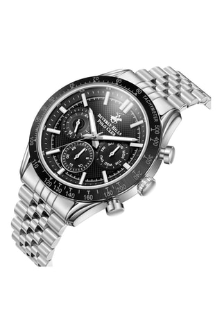 Metalen Quartz Horloge - Tachymeter - Zilverkleurig en zwart