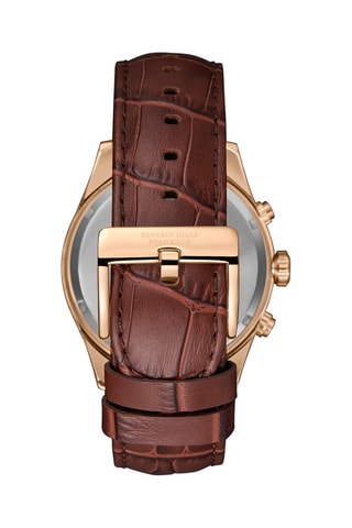 Roséverguld en Leren Quartz Horloge - Chronograaf 