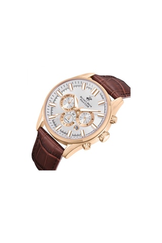 Roséverguld en Leren Quartz Horloge - Chronograaf 