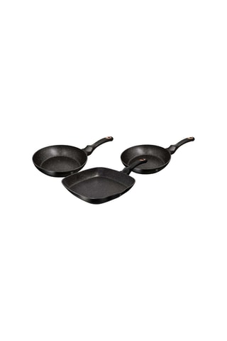 2 Koekenpannen en 1 Grillpan met Marmeren Coating Black Rose Collection - 20, 24 en 28 cm