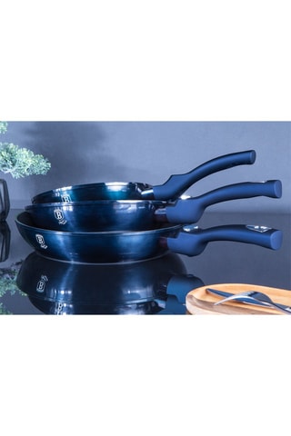 3 Frituurpannen met Marmeren Coating Metallic Line Aquamarine Edition - 20 / 24 / 28 cm