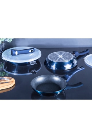 3 Frituurpannen met Marmeren Coating Metallic Line Aquamarine Edition - 20 / 24 / 28 cm