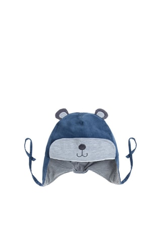 Bonnet aviateur à oreilles en velours - Bleu marine