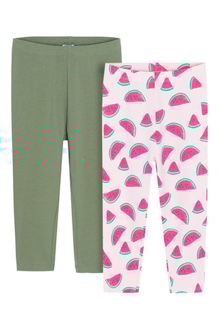2 leggings - Kaki et blanc