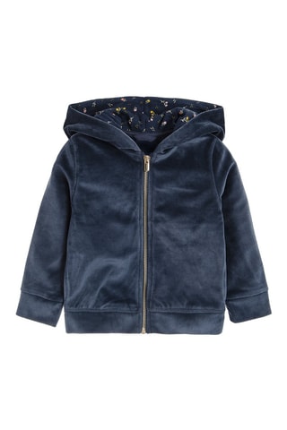 Sweat à capuche en velours - Bleu marine