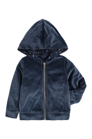 Sweat à capuche en velours - Bleu marine