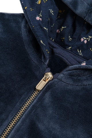 Sweat à capuche en velours - Bleu marine