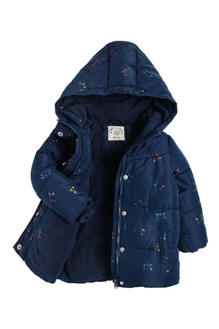 Doudoune à capuche - Bleu et fuchsia