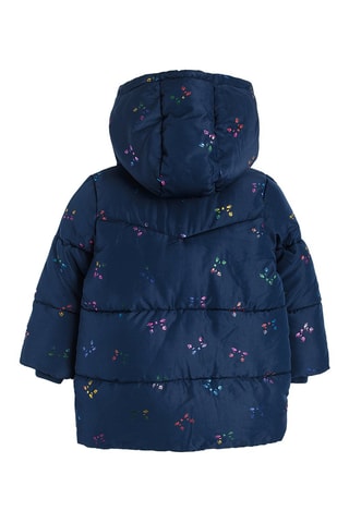 Doudoune à capuche - Bleu et fuchsia
