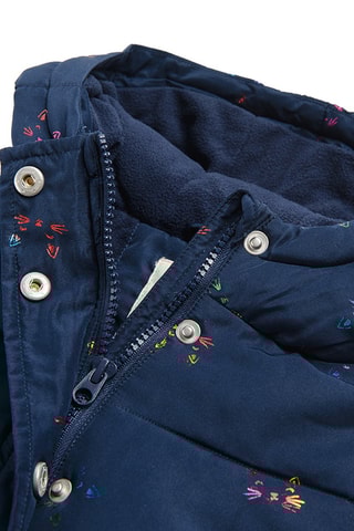 Doudoune à capuche - Bleu et fuchsia