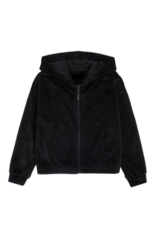 Sweat à capuche en velours - Noir