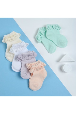 5 paires de chaussettes - Turquoise, écru et violet