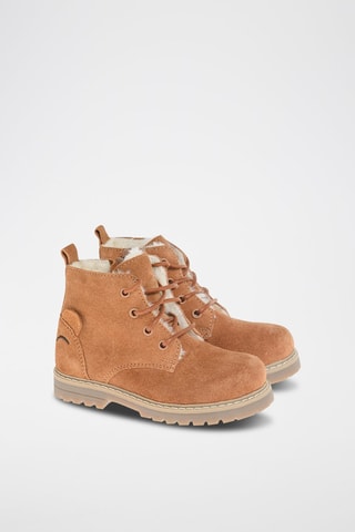 Boots fourrés en nubuck Camel