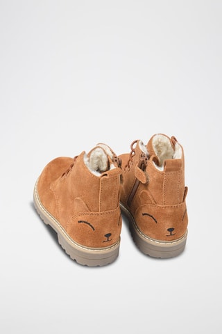 Boots fourrés en nubuck Camel