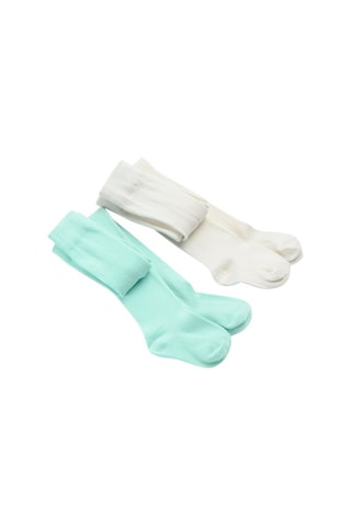 2 collants - Turquoise et écru