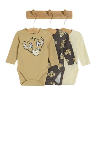 3 bodys Simba et Mufasa Le Roi Lion Disney - Beige, gris foncé et écru