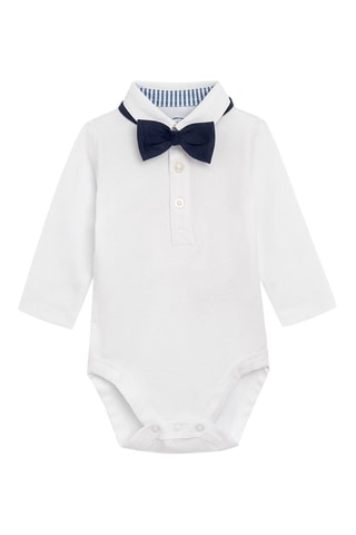 Body-chemise et nœud papillon - Blanc et bleu marine