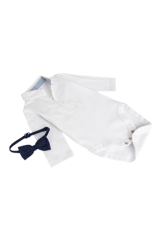 Body-chemise et nœud papillon - Blanc et bleu marine