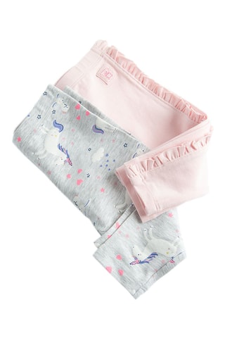 2 leggings - Gris chiné et rose
